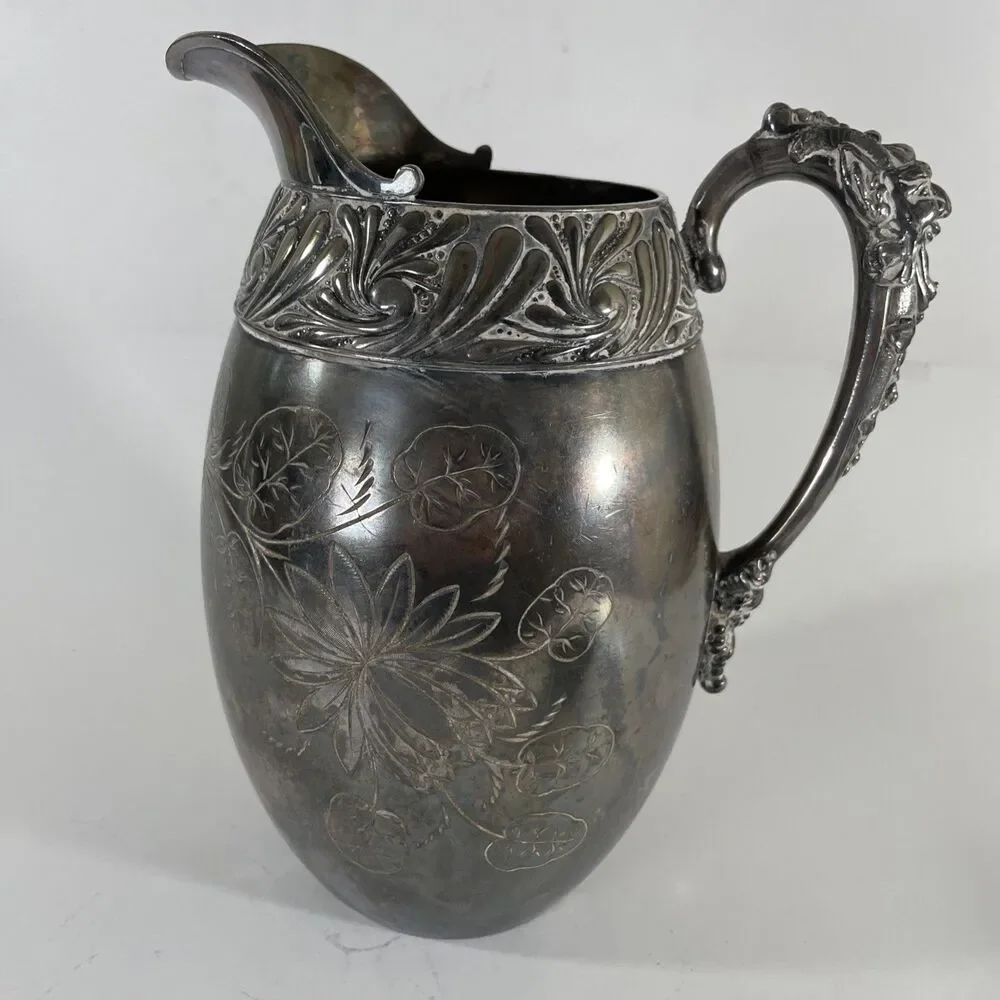 Antique James W Tufts Quadruple Plate Water Pitcher Victorian Silverplate